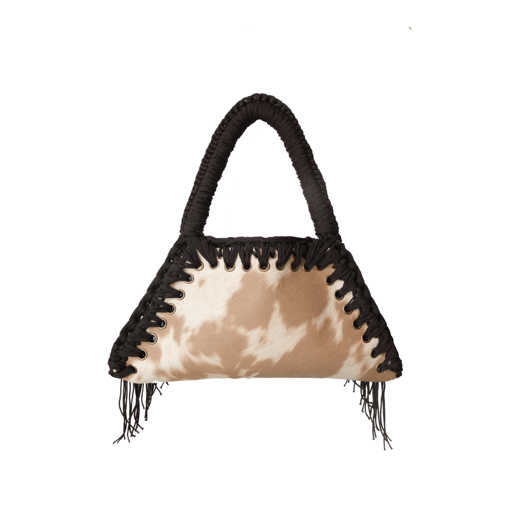 retro borsa all'uncinetto fatta a mano modello MORGANA muu, similpelle effetto muccato - MUSUBI
