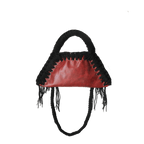 retro borsa all'uncinetto fatta a mano modello MORGANA mini lava, similpelle effetto vintage rosso - MUSUBI