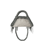 retro borsa all'uncinetto fatta a mano modello MORGANA mini silver viper, similpelle stampata pitone - MUSUBI