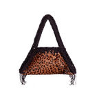 retro borsa all'uncinetto fatta a mano modello MORGANA leoparda, ecopelle pattern leopardato - MUSUBI