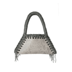 retro borsa all'uncinetto fatta a mano modello MORGANA silver viper, similpelle stampata pitone - MUSUBI